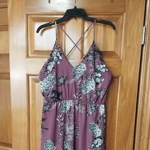 - Charolette Russe Mauve Floral Spaghetti Strap Maxi Dress, Size Large, Like New